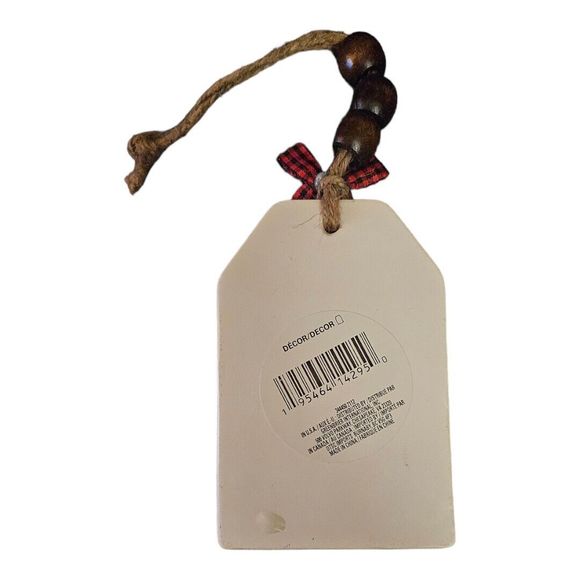 HAND MADE CERAMIC JOY TO THE WORLD BEADED CHRISTMAS ORNAMENT 5IN - Picture 2 of 2